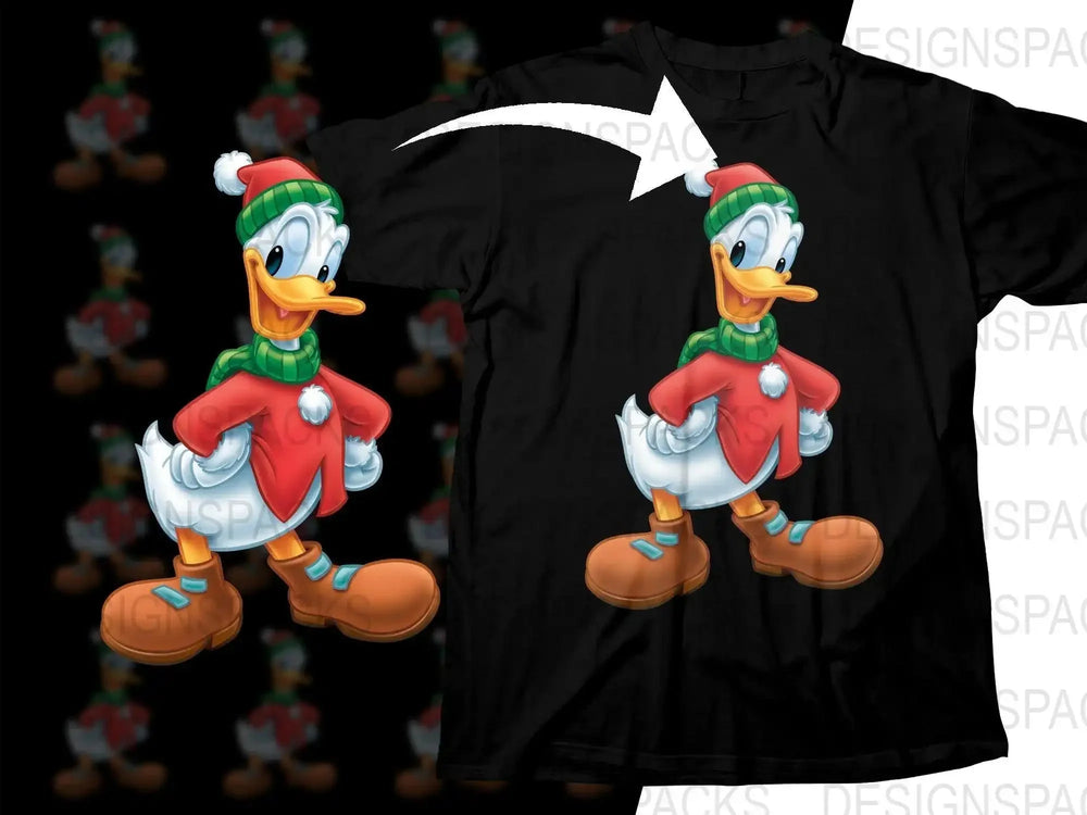 Festive Donald Duck in Santa Hat Christmas Png Digital Download