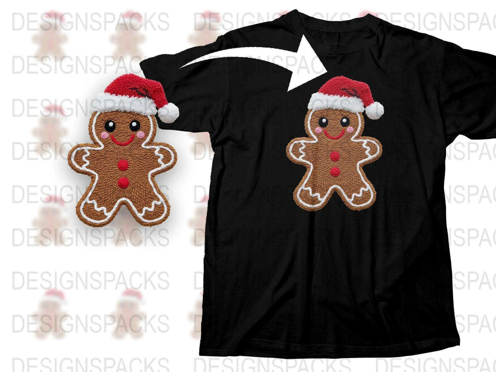 Christmas Gingerbread Man T-Shirt, Cute Holiday Tee, Festive Santa Hat Apparel, Unisex Winter Gift Idea