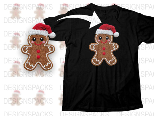 Christmas Gingerbread Man T-Shirt, Cute Holiday Tee, Festive Santa Hat Apparel, Unisex Winter Gift Idea