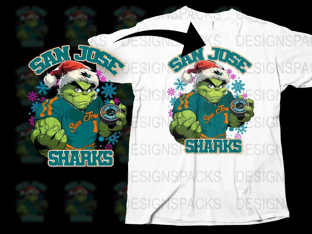 Festive Grinch San Jose Sharks Graphic Png Digital Download