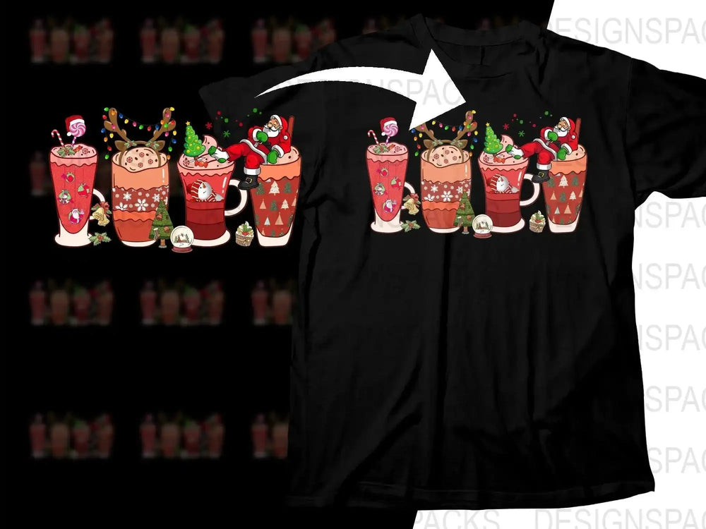 Festive Holiday Santa Christmas Drinks Themed Png Digital Download