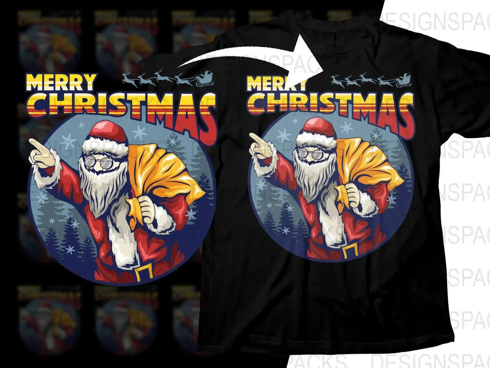 Festive Merry Christmas Santa Claus Design Png Digital Download