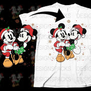 Disney Mickey and Minnie Christmas T-Shirt, Holiday Graphic Tee, Unisex Adult and Kids Sizes