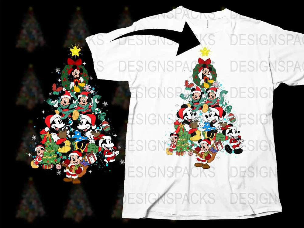 Disney Christmas T-Shirt, Mickey Friends Holiday Graphic Tee, Festive Family Matching Shirts