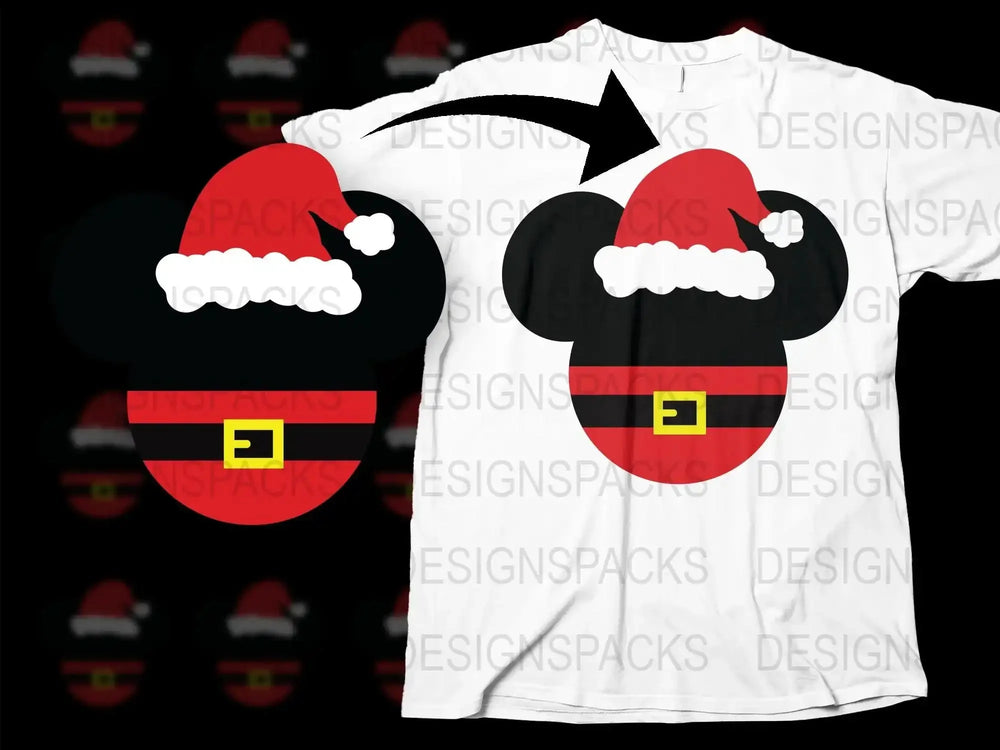 Santa Hat Mickey Mouse Christmas T-Shirt, Festive Holiday Graphic Tee, Unisex Disney Inspired Shirt