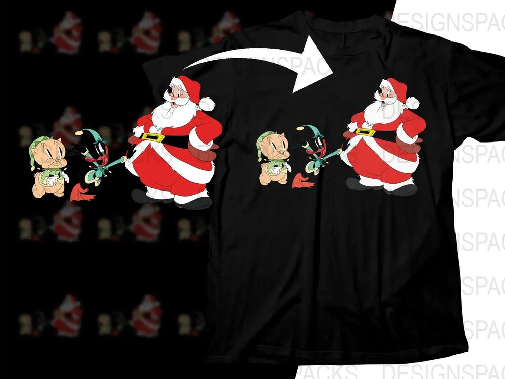 Festive Santa and Cartoon Characters Christmas Png Digital Download