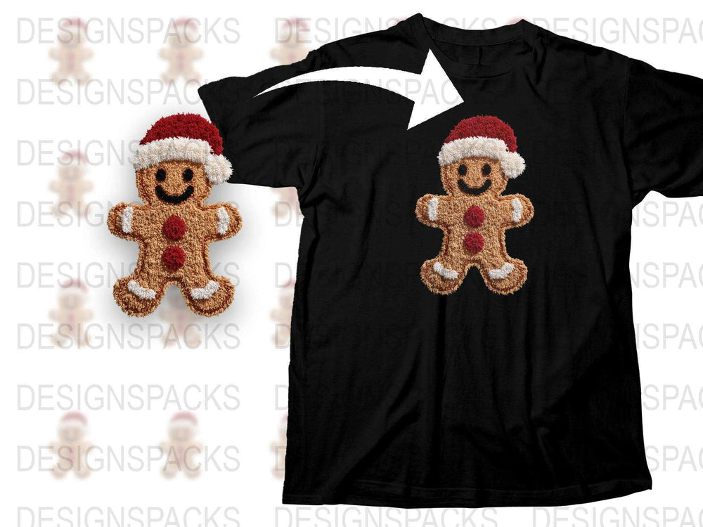 Christmas Gingerbread Man T-Shirt, Festive Holiday Apparel, Cute Santa Hat Graphic Tee, Unisex Winter Clothing