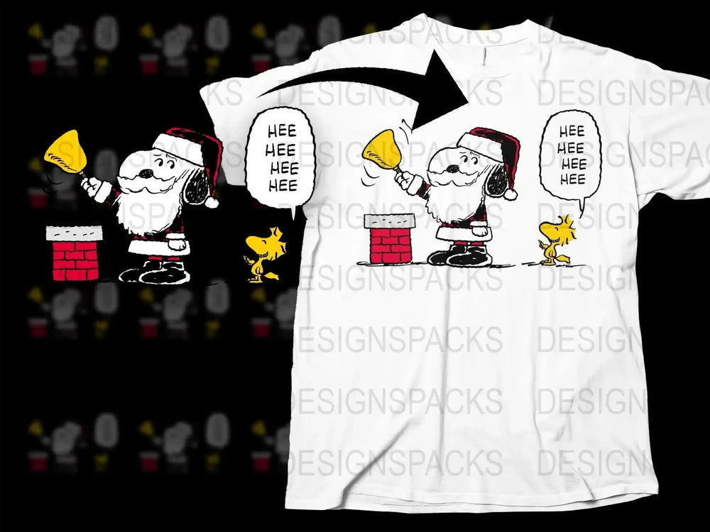 Festive Santa Snoopy and Woodstock Christmas Png Digital Download
