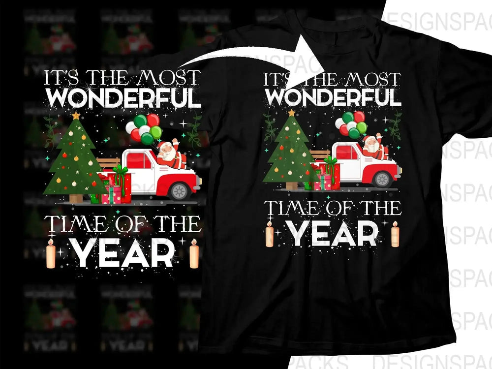 Festive Santa Truck with Christmas Gifts Png Digital Download