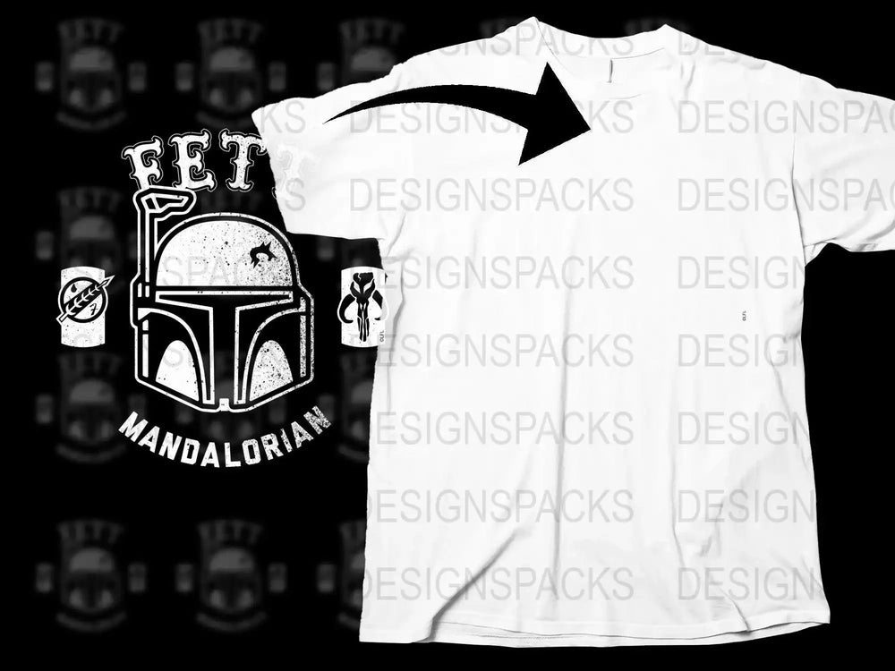 Fett Mandalorian Themed Graphic Cool Png Digital Download
