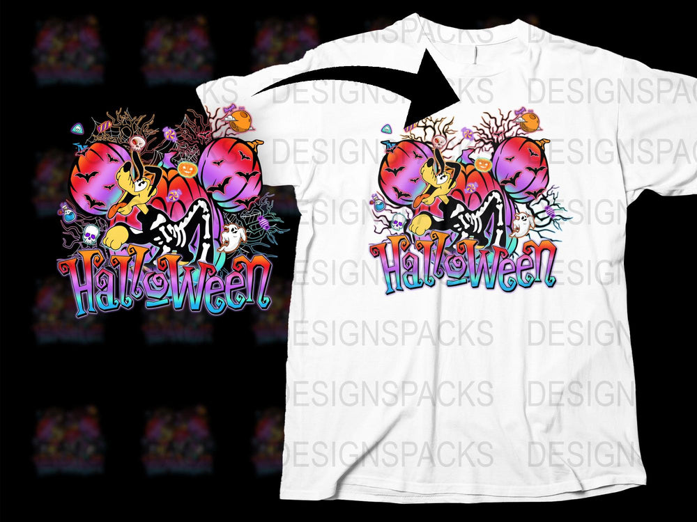 Colorful Halloween T-Shirt, Cartoon Ghosts Pumpkins, Funny Spooky Tee, Kids and Adults Sizes Available, Fall Festive Apparel
