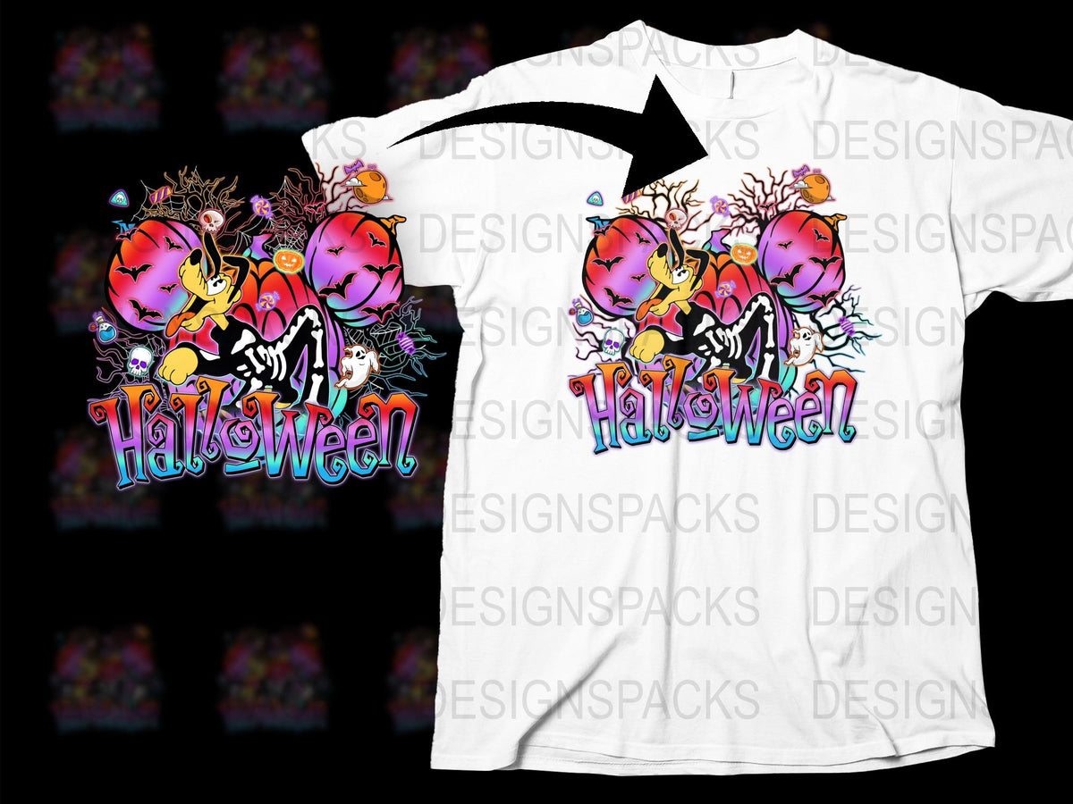Colorful Halloween T-Shirt, Cartoon Ghosts Pumpkins, Funny Spooky Tee, Kids and Adults Sizes Available, Fall Festive Apparel