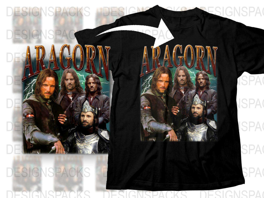 Aragorn Graphic T-Shirt, Lord of the Rings Inspired Movie Tee, Unisex Fantasy Film Shirt, Epic Hero Fashion Top, Multiple Sizes Available