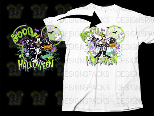 Halloween Boo T-Shirt, Skeleton Graphic, Kids and Adult Sizes, Spooky Fun, October Holiday, Cotton Tee