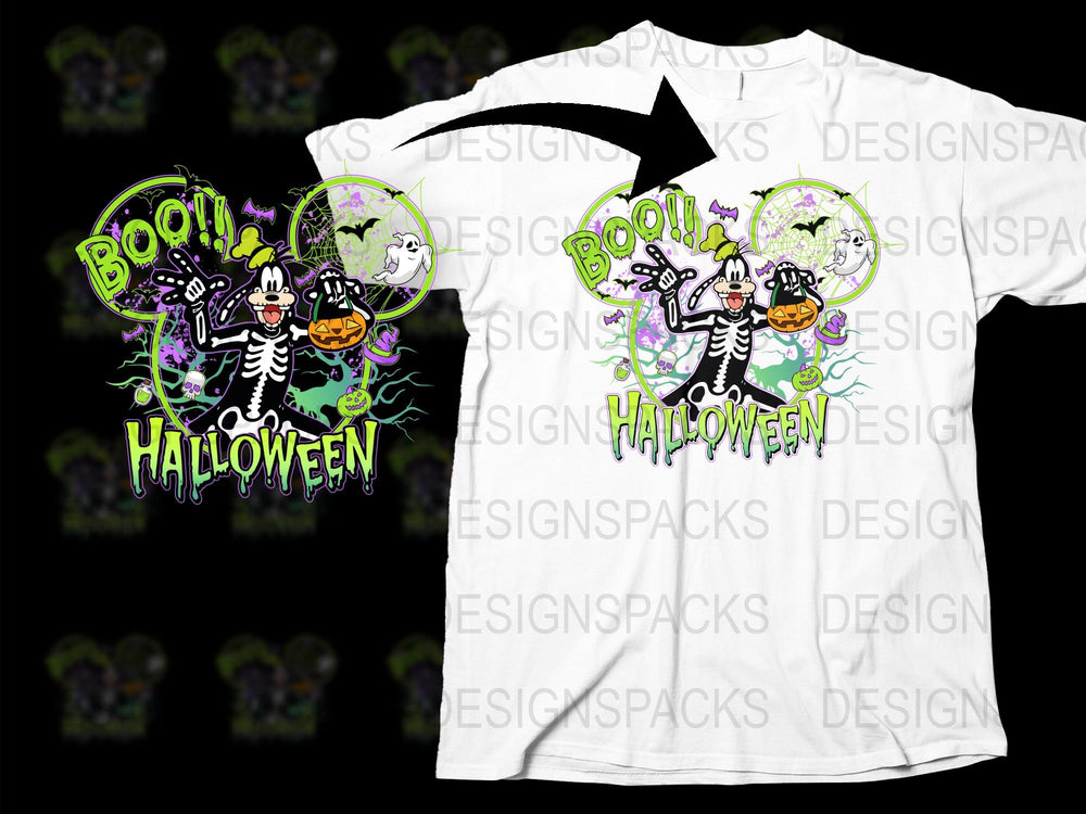 Halloween Boo T-Shirt, Skeleton Graphic, Kids and Adult Sizes, Spooky Fun, October Holiday, Cotton Tee
