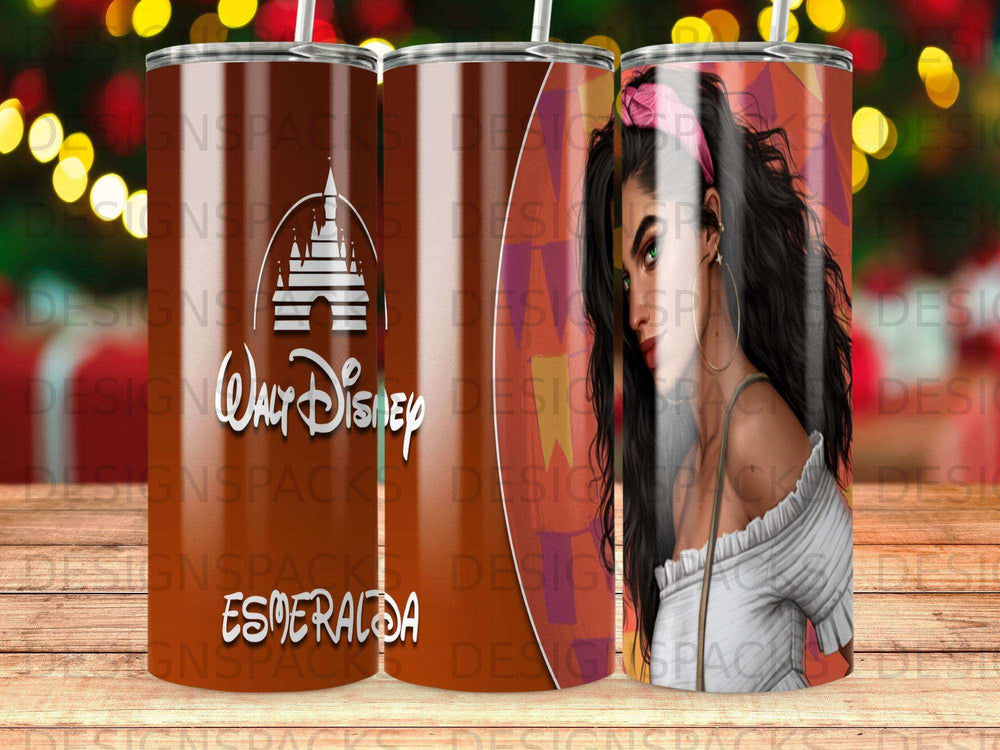 Walt Disney Esmeralda graphic on a tumbler.