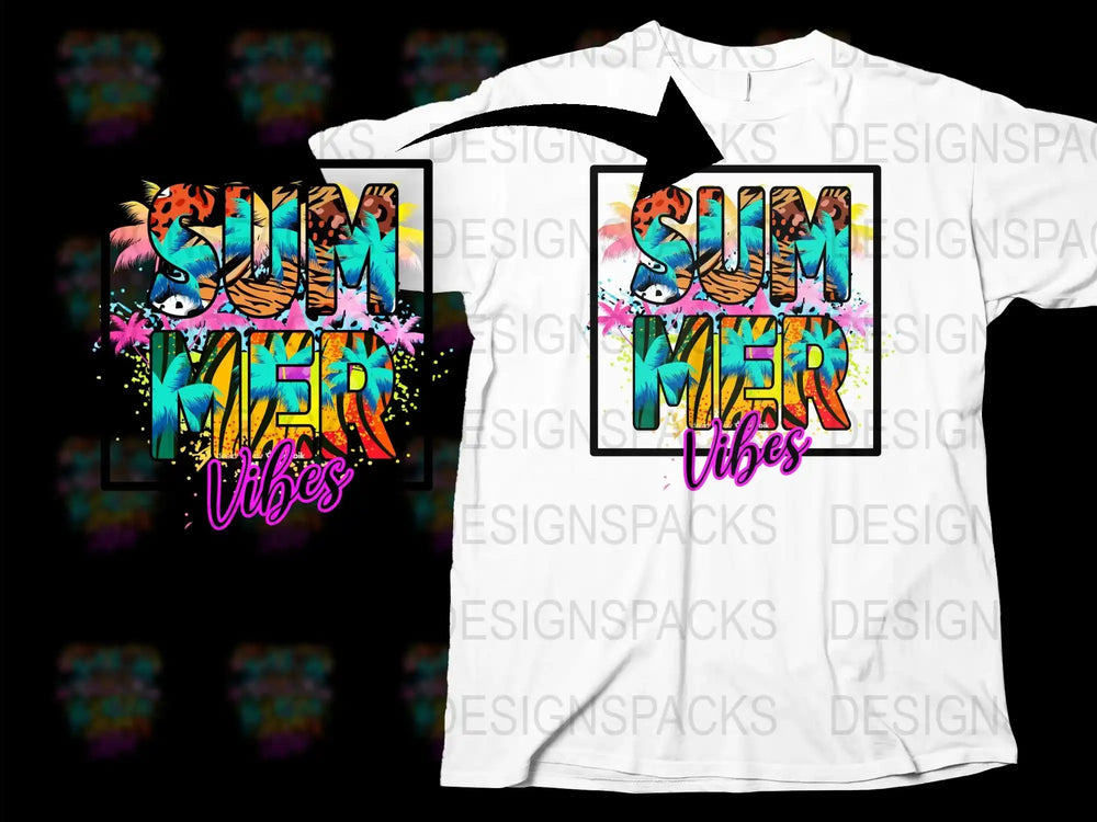 Colorful Summer Vibes T-Shirt, Vibrant Beach Holiday Graphic Tee, Unisex Casual Fashion Top