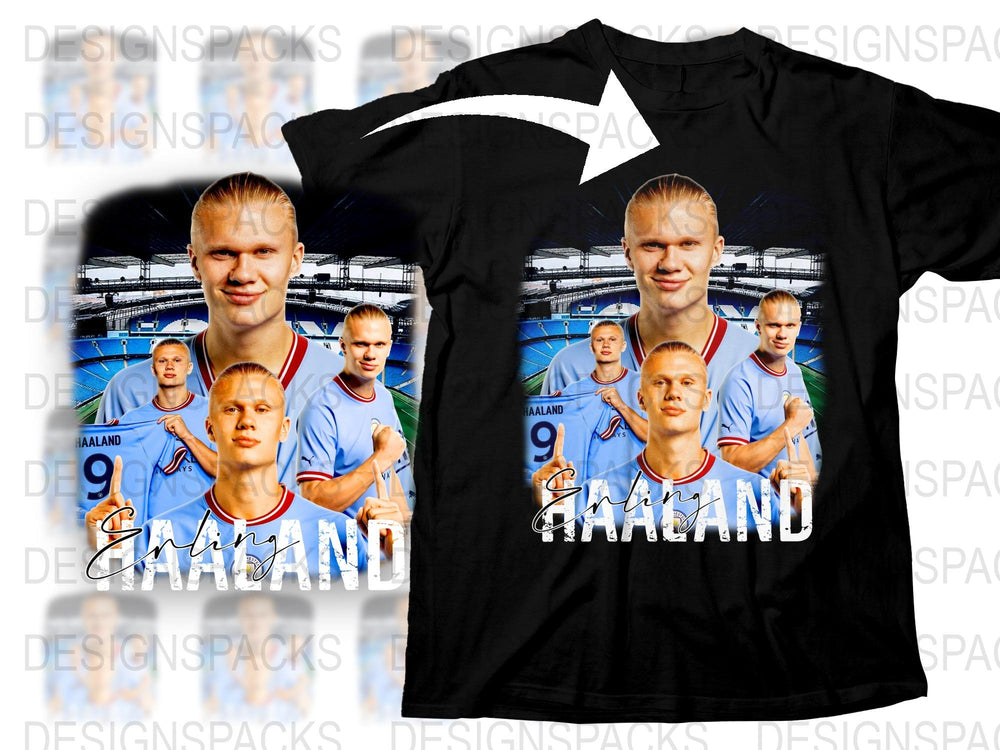 Erling Haaland Football Player Graphic T-Shirt, Sports Fan Apparel, Gift for Soccer Fans, Men's Casual Wear, Team Norway Design