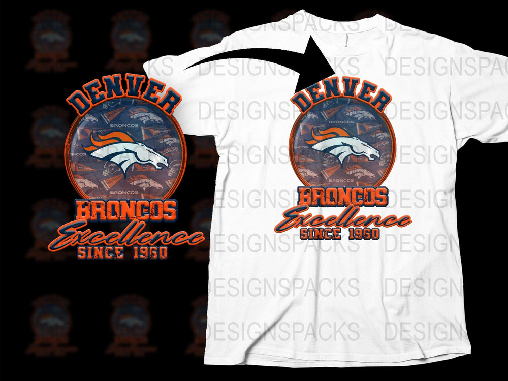 Denver Broncos T-Shirt Excellence Since 1960 White Vintage Graphic Tee NFL Football Fan Apparel