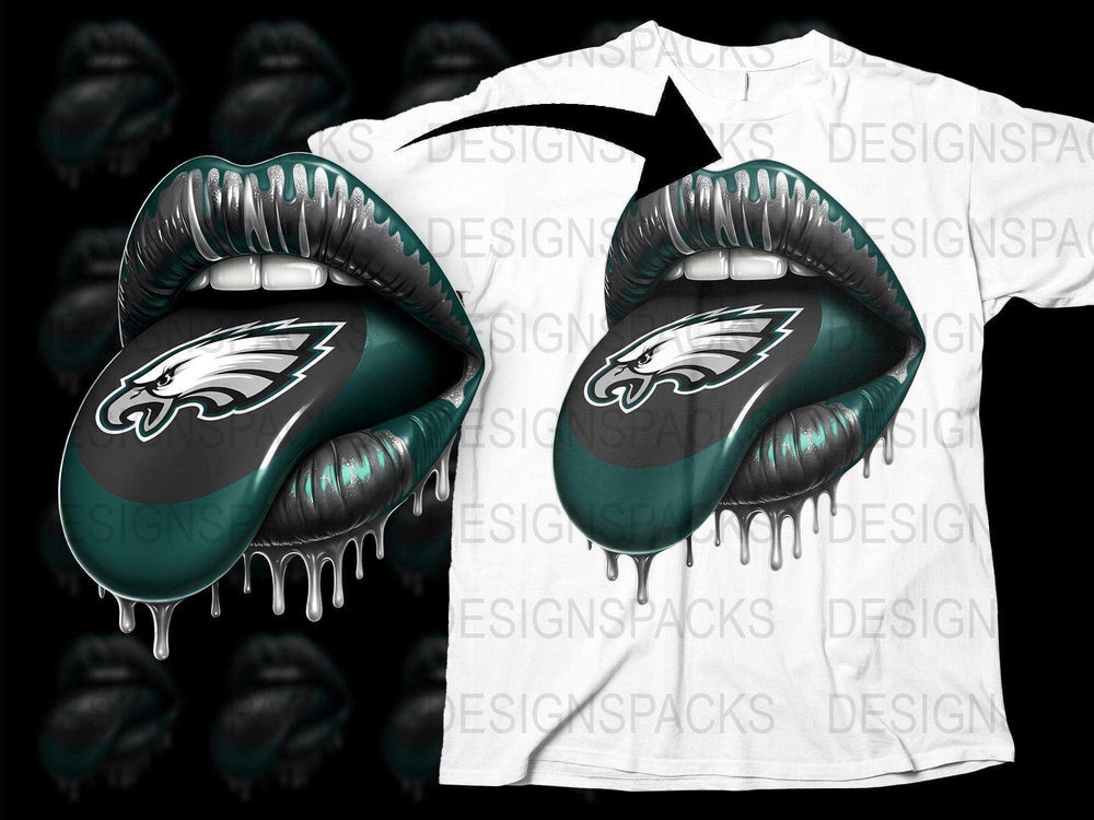 Philadelphia Eagles Inspired Dripping Lips T-Shirt, Graphic Tees, NFL Team Fan Apparel, Unique Sports Clothing Gift