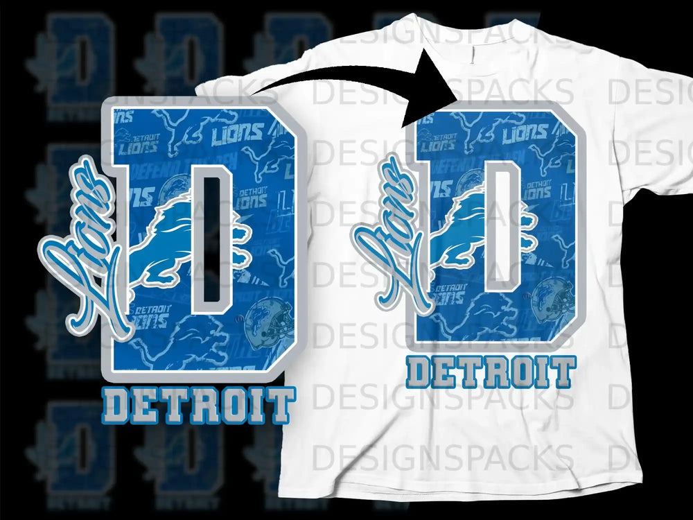Detroit Lions D Large Letter Graphic T-Shirt