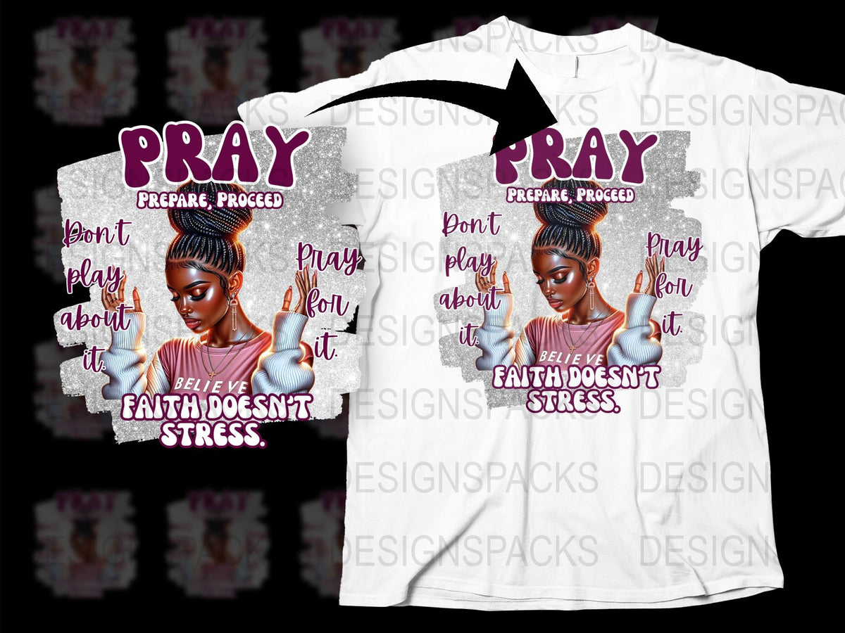 Women's Inspirational Graphic T-Shirt - 'Pray, Prepare, Proceed' Motivational Quotes, Fashion Top