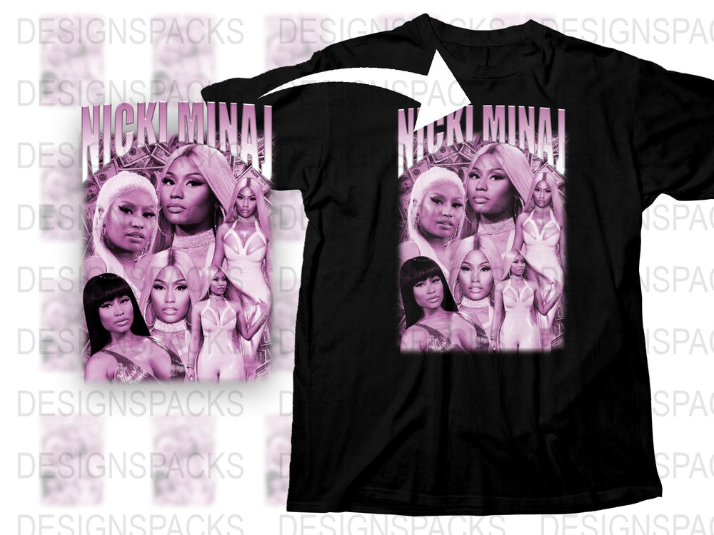 Nicki Minaj Graphic T-Shirt, Pink Collage, Hip Hop Music Fan Merch, Pop Culture Apparel, Unique Gift Idea