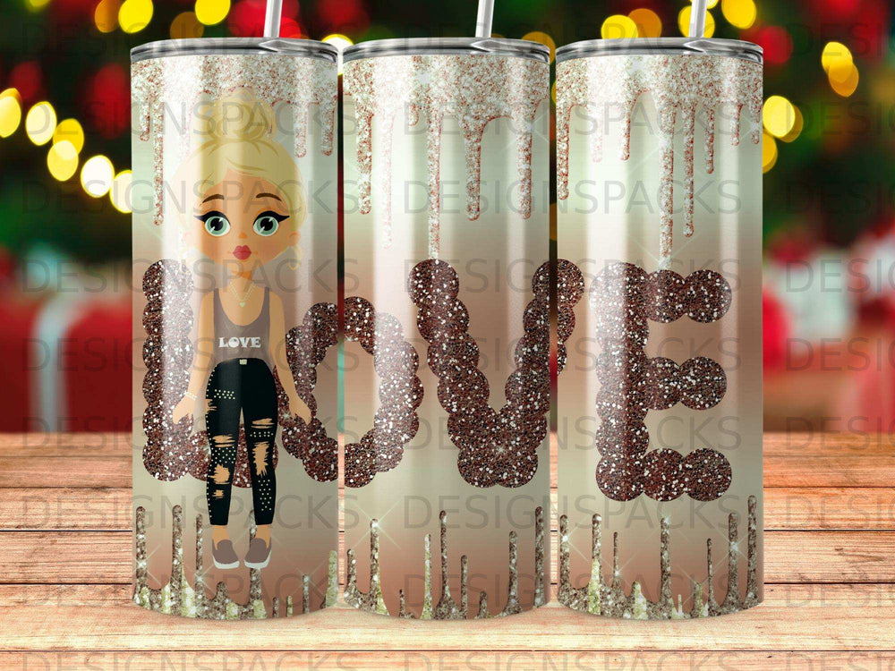 Adorable Girl Sparkly LOVE Drip Tumbler product type