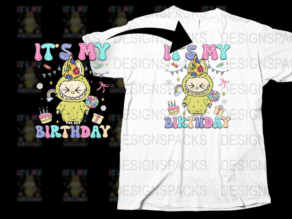 Cute Cat Birthday T-Shirt, Kids Birthday Party Shirt, Unisex White Graphic Tee, Colorful Animal Design Top