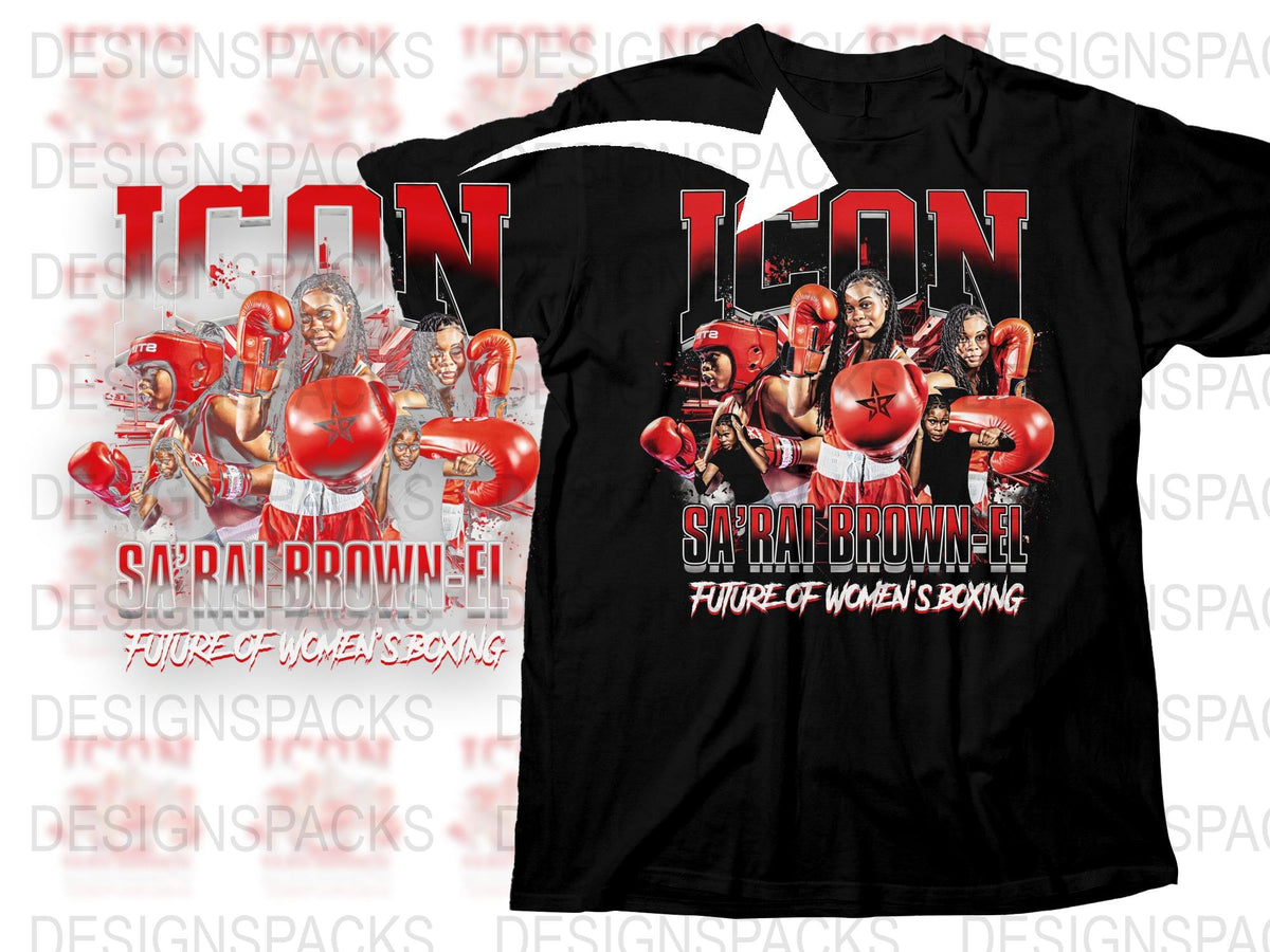 Icon Lion Sarah Brownell T-Shirt, Future of Women's Boxing Graphic Tee, Sports Fan Apparel