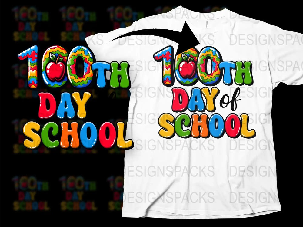 Colorful 100th Day of School T-Shirt, Fun Celebration Tee for Teachers and Students, Unisex Kids Shirt
