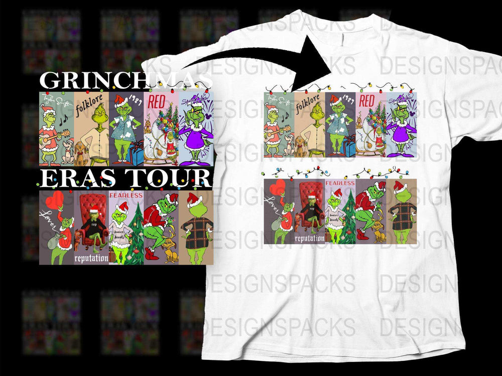 Grinch Fearless Tour T-Shirt, Christmas Cartoon Characters, Funny Holiday Tee, Family Festive Apparel
