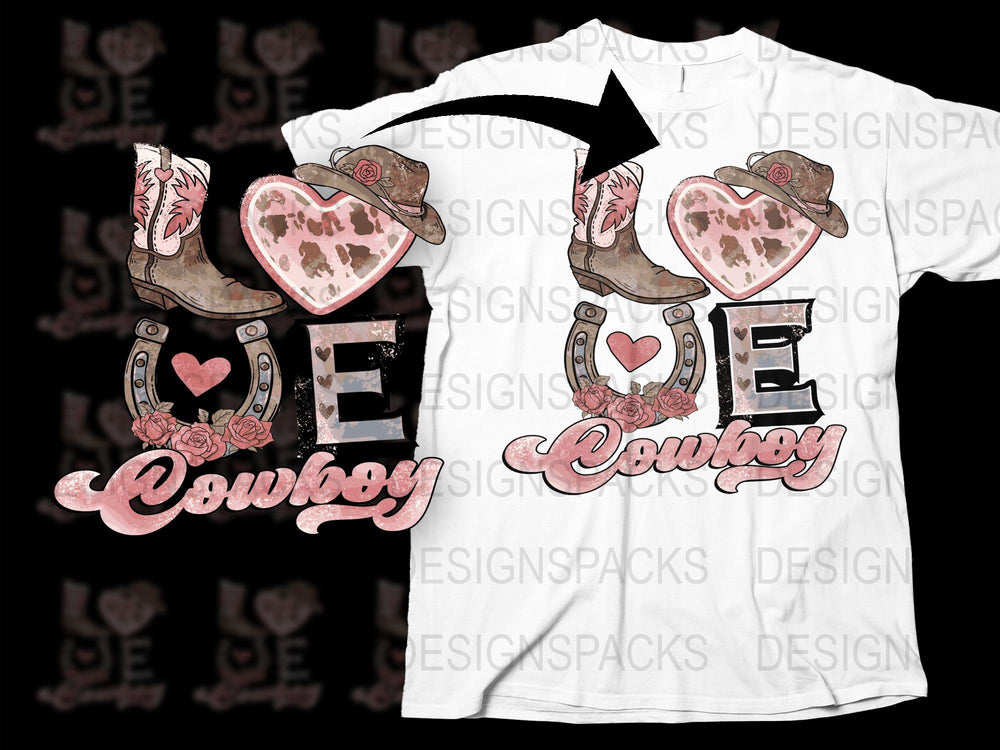 Cowboy Heart Graphic T-Shirt, Pink and Brown Western Style Tee, Casual Rodeo Apparel, Unique Country Festival Clothing