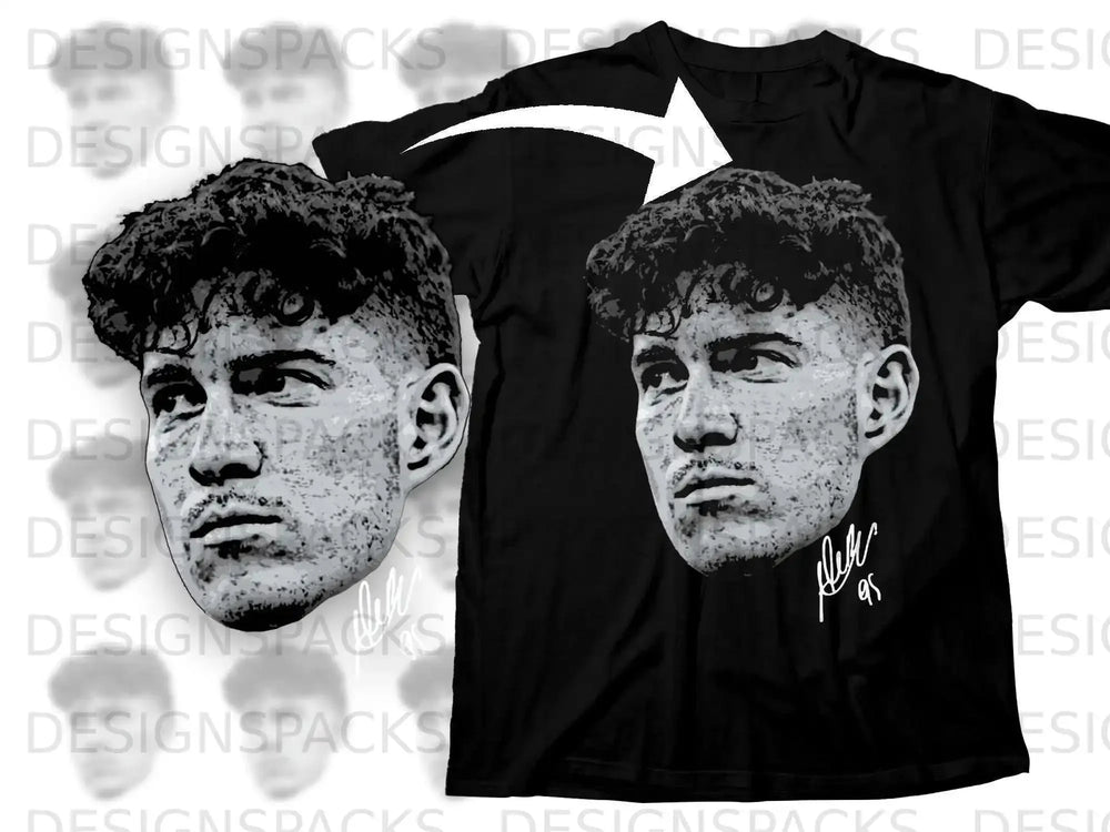 Monochrome Illustrated Face Black Graphic Shirt