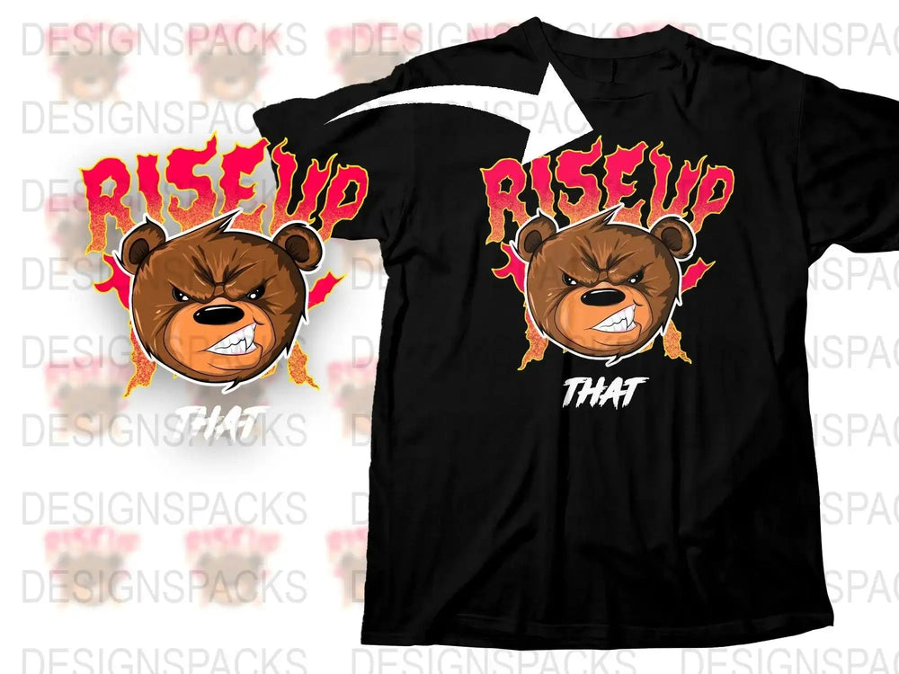 Fierce Bear with Rise Up Design Graphic Png Digital Download