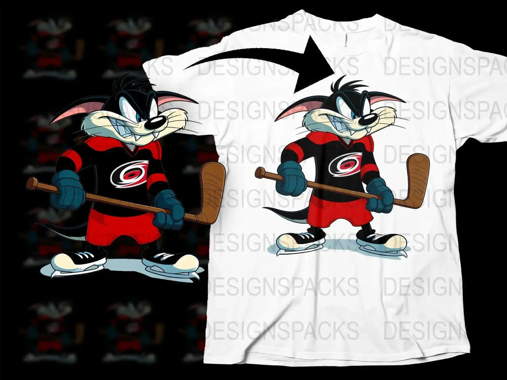 Fierce Cartoon Hockey Player Carolina Hurricanes Png Digital Download