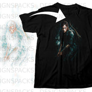 Black t-shirt featuring Ellie from The Last of Us with a bow and arrow.