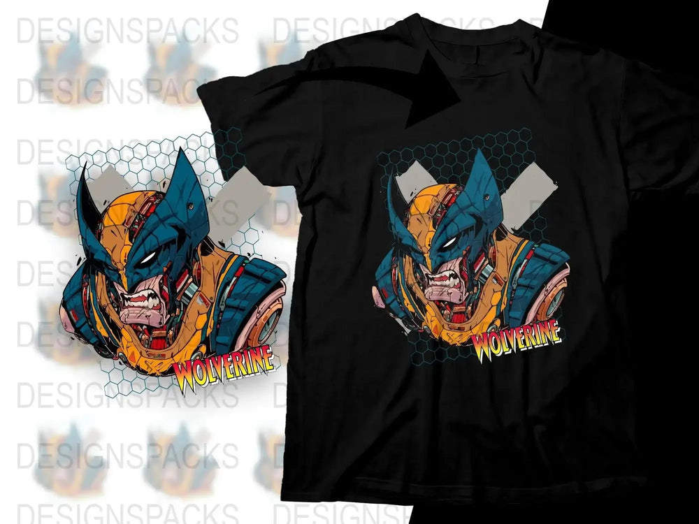 Fierce Wolverine Cybernetic Design Graphic Png Digital Download