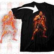 Black t-shirt featuring a UFC fighter in a dynamic, fiery pose.