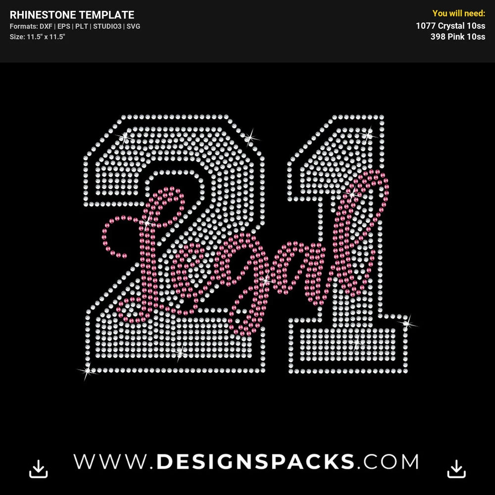 Finally 21 Legal Birthday Shirt Rhinestone Digital Template
