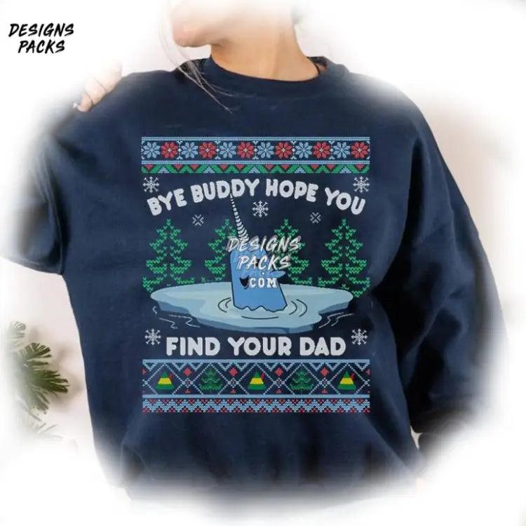 Find Your Dad Funny Christmas Crewneck Whale Ugly Holiday Png Design