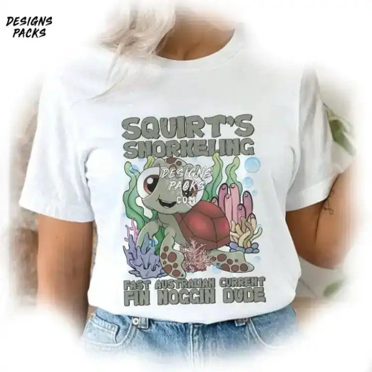 Finding Nemo Squirt Fin Noggin Dude Cartoon Retro Squirt’s Snorkeling Png Design