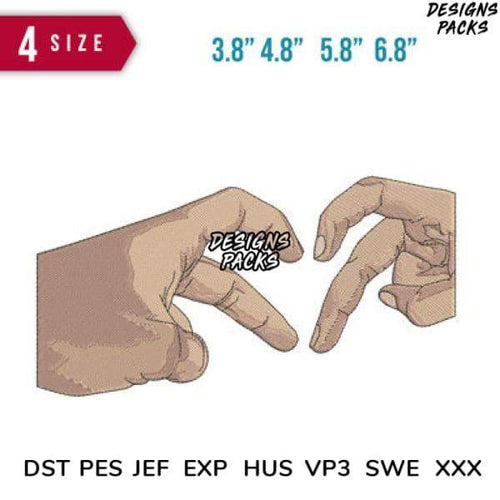 Embroidery design of two hands touching, available in 4 sizes & formats like DST PES JEF for instant download