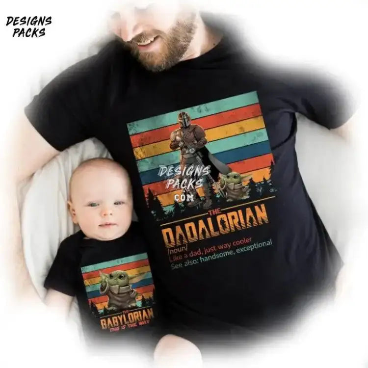 First Fathers Day Dad And Baby Matching Dadalorian Son Png Design