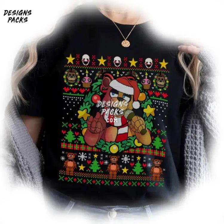 Five Nights At Freddy Ugly Christmas Fazbear Bonnie Chica Foxy Png Design