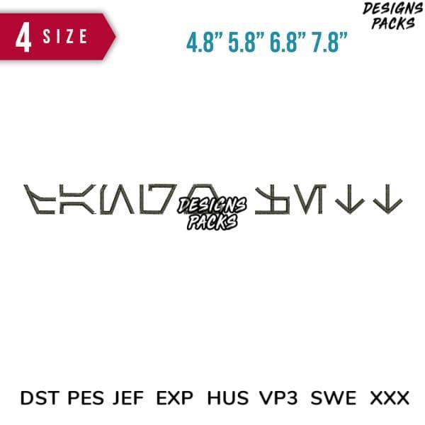 DesignsPacks embroidery file formats: DST, PES, JEF, EXP, HUS, VP3, SWE, XXX with 4 size options