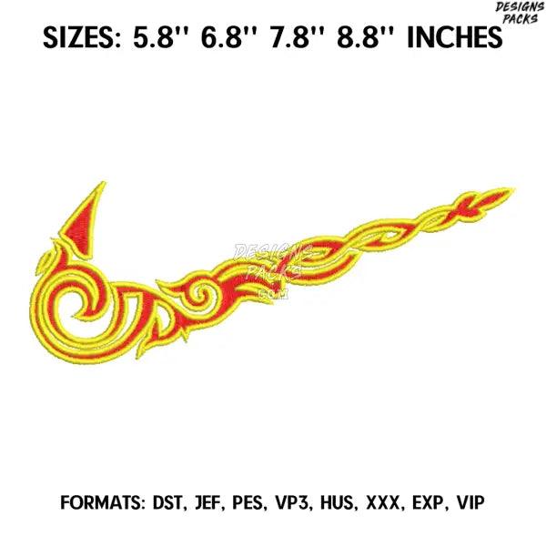 Flame Swoosh Embroidery Design, Machine embroidery file. Ghibli embroidery design