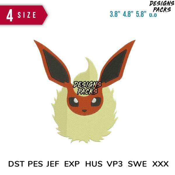 Eevee embroidery design in 4 sizes, compatible with DST PES JEF formats for instant download