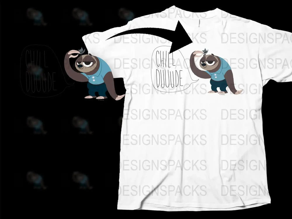 Chill Sloth Design T-Shirt, Funny Lazy Sloth Graphic Tee, Unisex Adult and Kids Sizes, Casual Wear, Animal Lover Gift