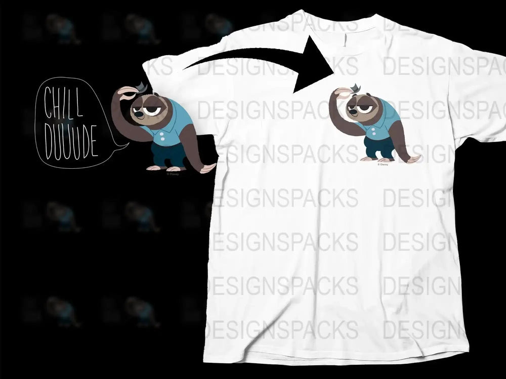 Chill Dude Sloth Graphic T-Shirt, Funny Cartoon Sloth Tee, Casual Unisex Cotton Shirt, Cool Animal Design Top, Gift Idea